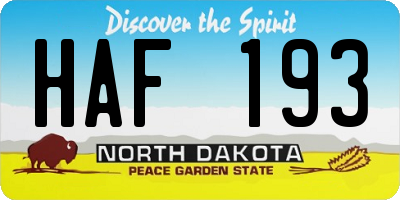 ND license plate HAF193