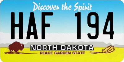 ND license plate HAF194