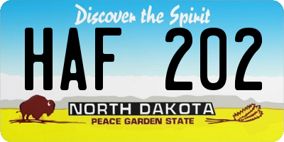 ND license plate HAF202