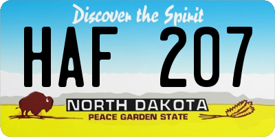 ND license plate HAF207