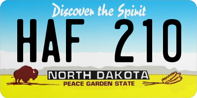 ND license plate HAF210