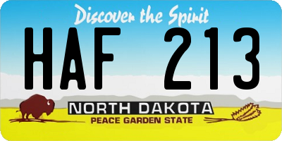 ND license plate HAF213