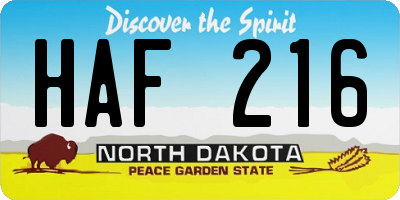 ND license plate HAF216