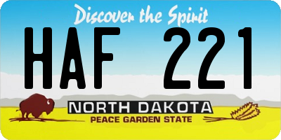ND license plate HAF221