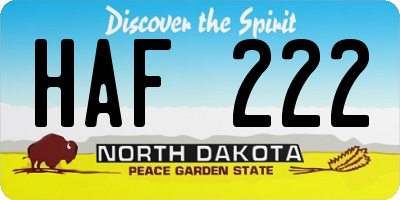 ND license plate HAF222