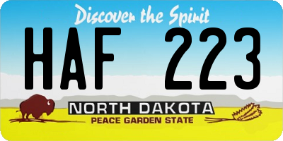 ND license plate HAF223