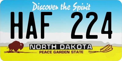 ND license plate HAF224