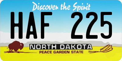 ND license plate HAF225