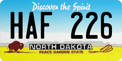 ND license plate HAF226