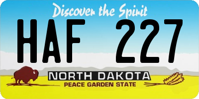 ND license plate HAF227