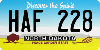 ND license plate HAF228