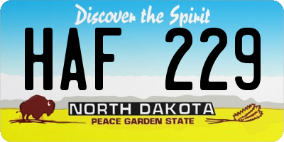 ND license plate HAF229