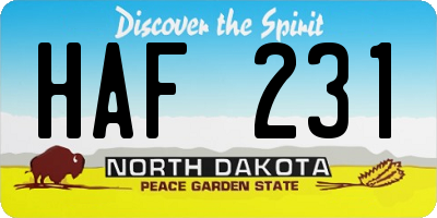 ND license plate HAF231