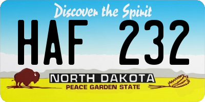 ND license plate HAF232