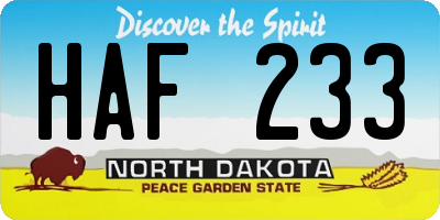 ND license plate HAF233