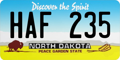 ND license plate HAF235