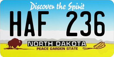 ND license plate HAF236