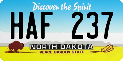 ND license plate HAF237