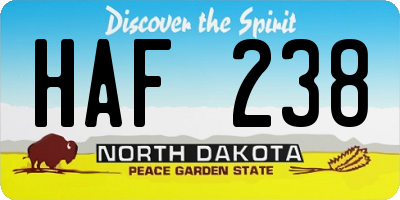 ND license plate HAF238