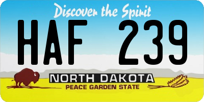 ND license plate HAF239