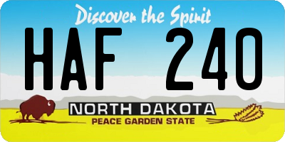 ND license plate HAF240