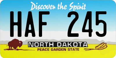 ND license plate HAF245