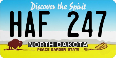 ND license plate HAF247