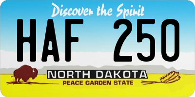 ND license plate HAF250