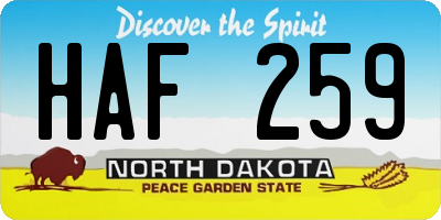 ND license plate HAF259