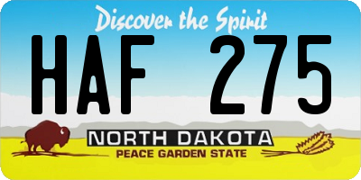 ND license plate HAF275