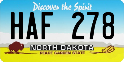 ND license plate HAF278