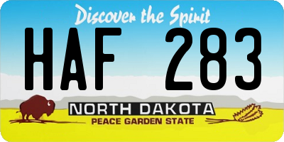 ND license plate HAF283