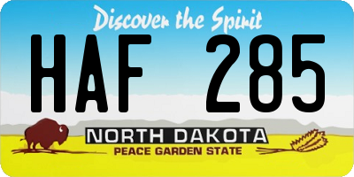 ND license plate HAF285