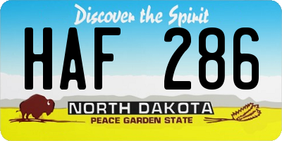 ND license plate HAF286