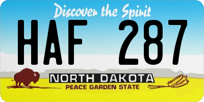 ND license plate HAF287