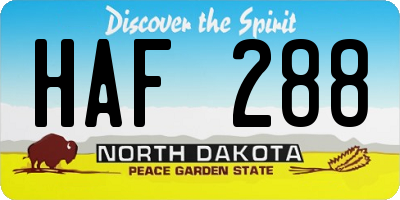 ND license plate HAF288