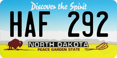 ND license plate HAF292