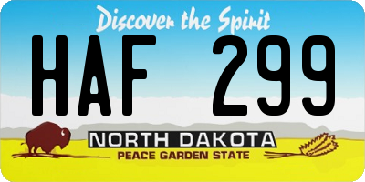 ND license plate HAF299