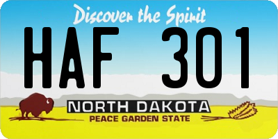 ND license plate HAF301