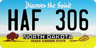 ND license plate HAF306