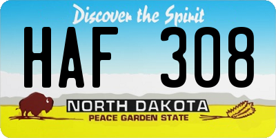 ND license plate HAF308