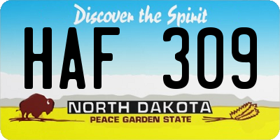 ND license plate HAF309