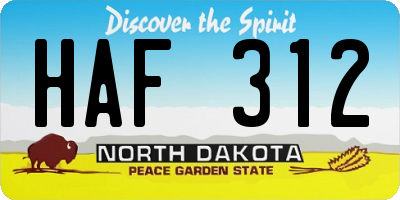 ND license plate HAF312