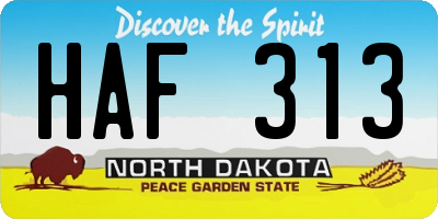 ND license plate HAF313