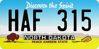 ND license plate HAF315