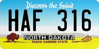 ND license plate HAF316