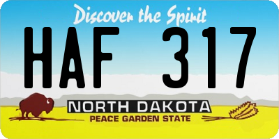 ND license plate HAF317