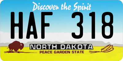 ND license plate HAF318