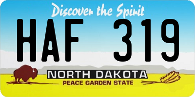 ND license plate HAF319