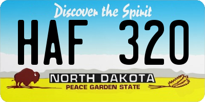 ND license plate HAF320